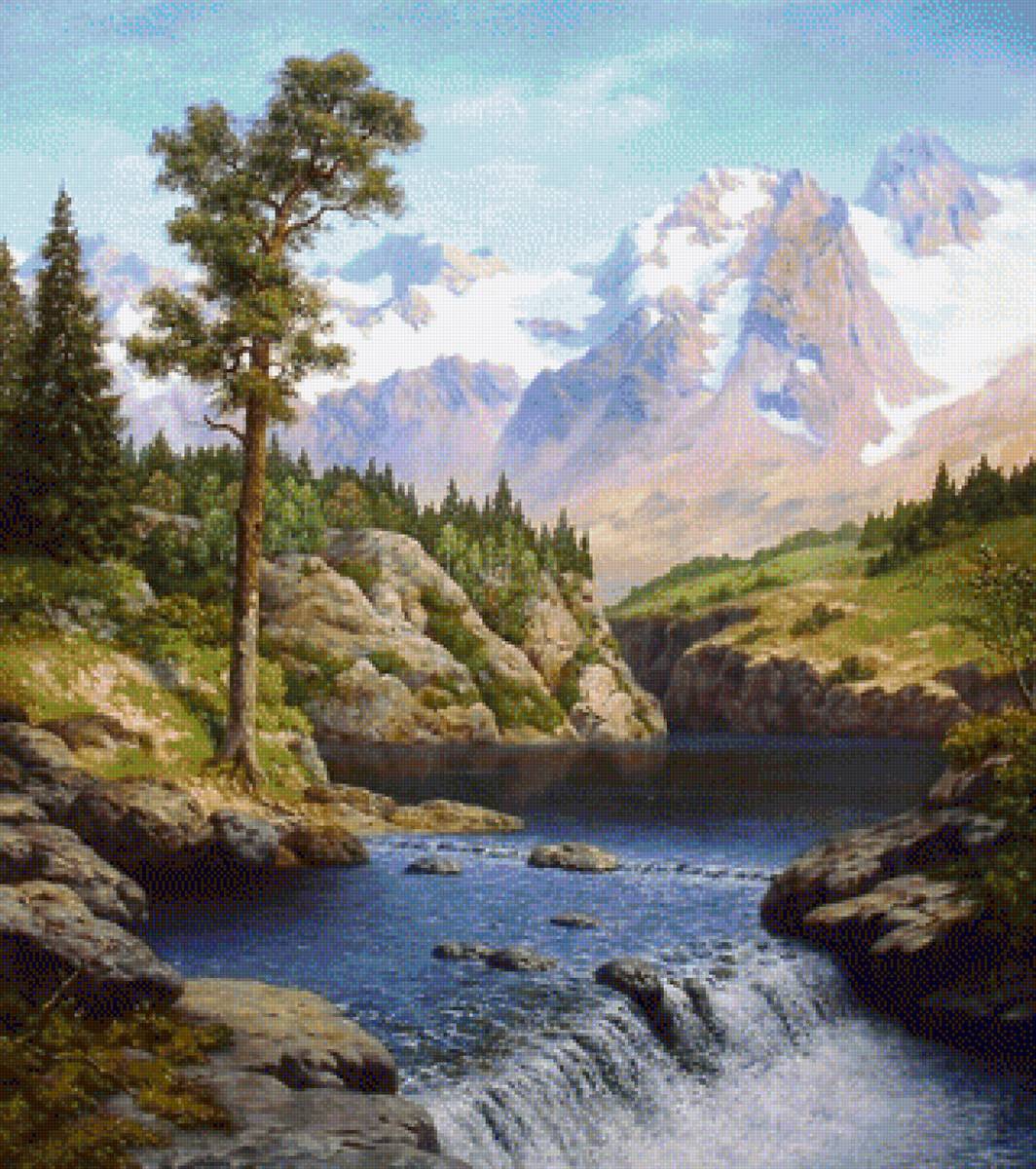 №1404119 - горы, водопад, природа, пейзаж - предпросмотр