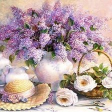 Схема вышивки «Натюрморт с цветами»