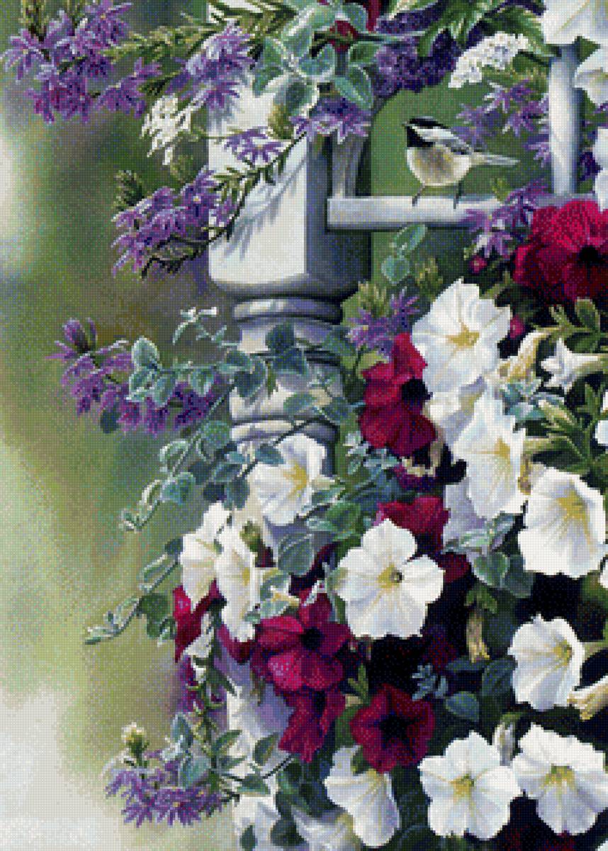 Серия "Птицы" - цветы, птицы - предпросмотр