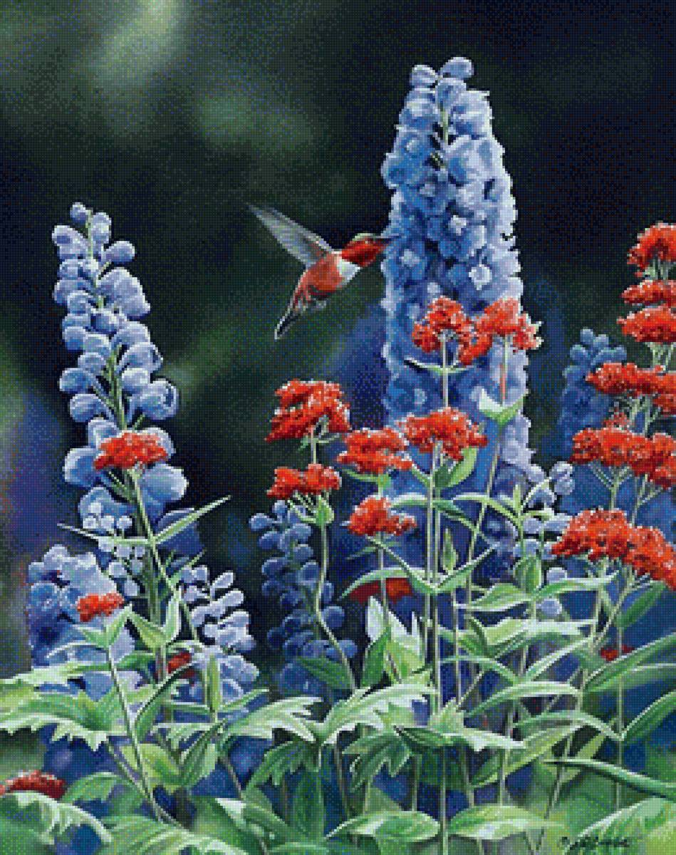 Серия "Птицы" - птицы, цветы - предпросмотр