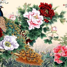 Павлины и пионы