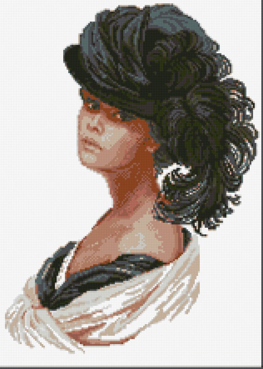 Бархатный вечер 2 - женщина, шляпа, взгляд - предпросмотр