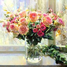 Схема вышивки «Розы в лучах солнца»