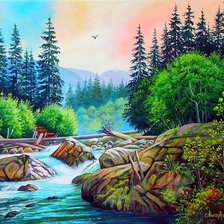 Схема вышивки «горный пейзаж»