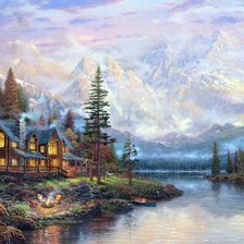 Схема вышивки «кинкейд,пейзаж,природа»