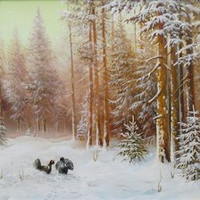 Схема вышивки «В зимнем лесу глухари»