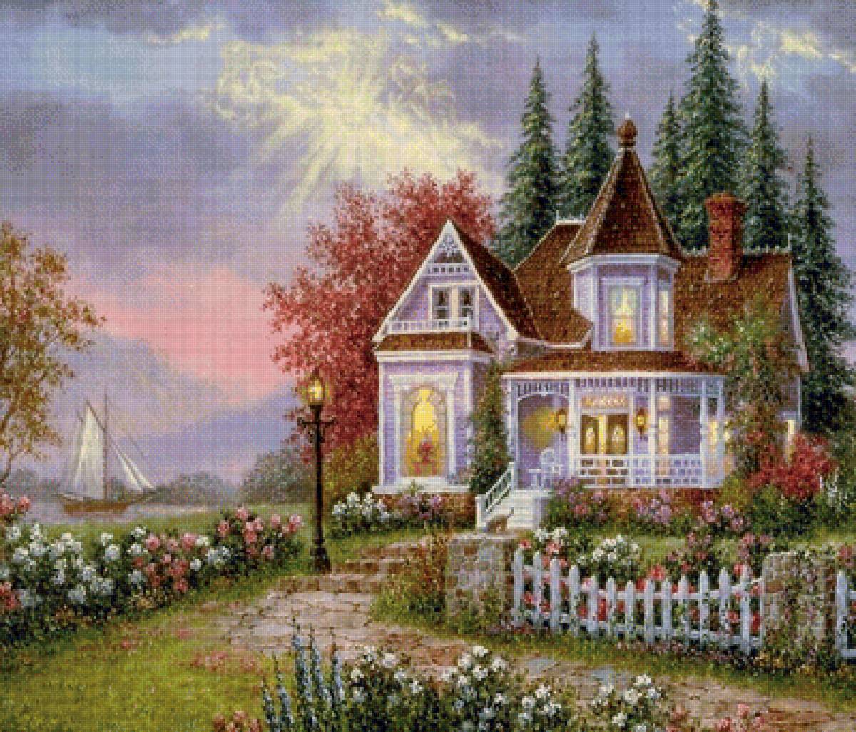 Сказочный домик - лето, пейзаж, домик, природа - предпросмотр