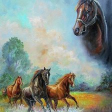 Схема вышивки «Лошади»