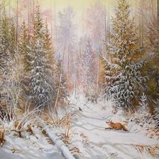 Схема вышивки «В зимнем лесу»