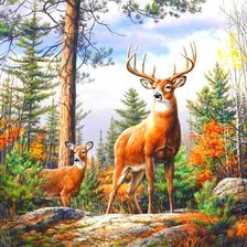 Схема вышивки «олени»