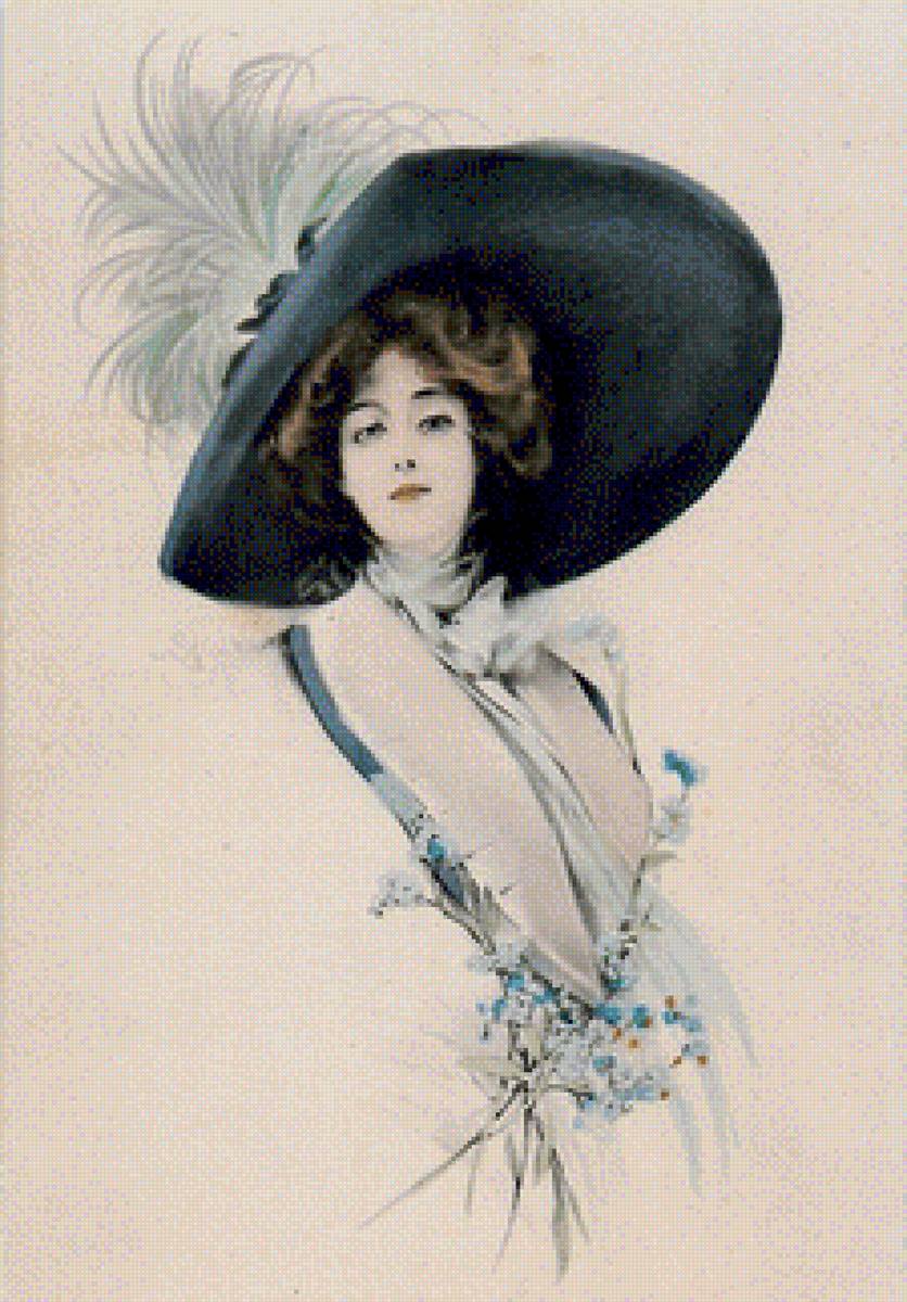 дама в шляпке - портрет, дама - предпросмотр