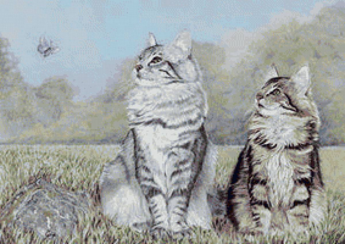 кошки пара - природа, кошки - предпросмотр