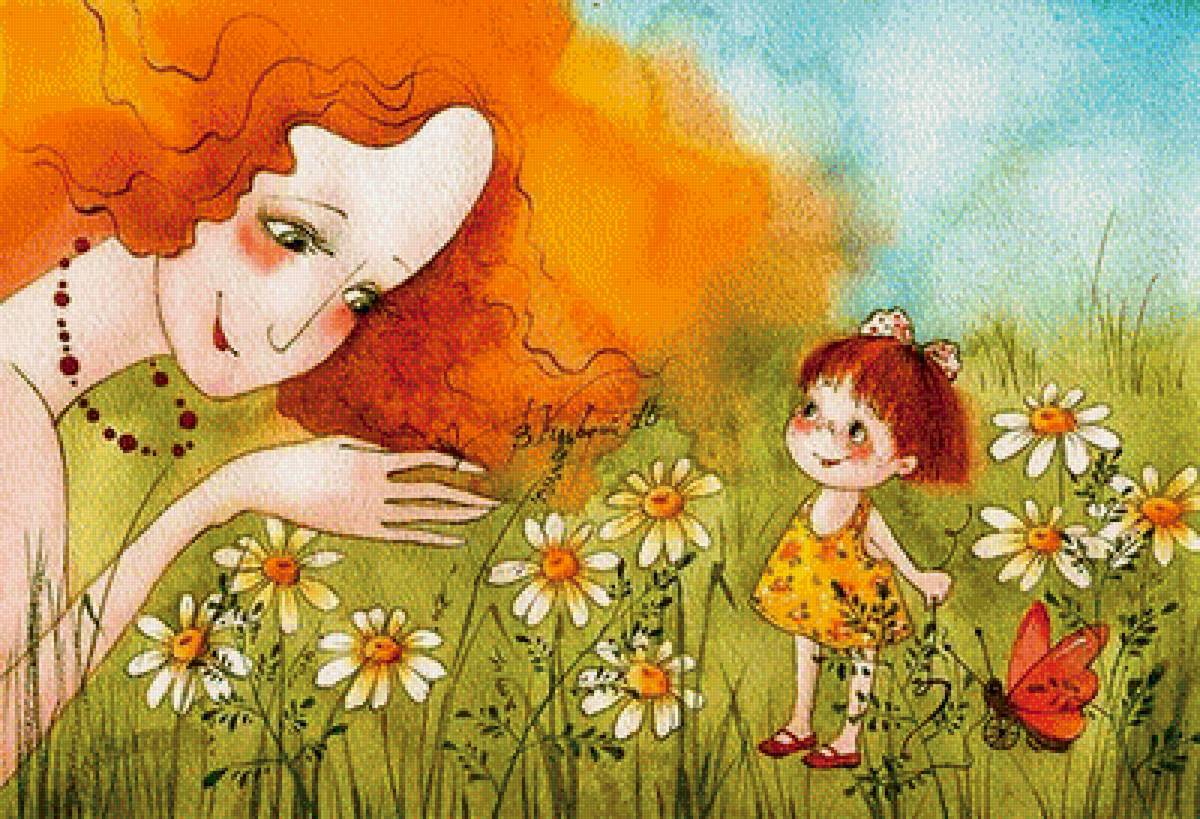 Мать и дочь - сказка, иллюстрация - предпросмотр