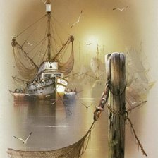 Схема вышивки «Парусник у пристани»