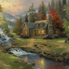 Схема вышивки «томас кинкейд пейзаж»