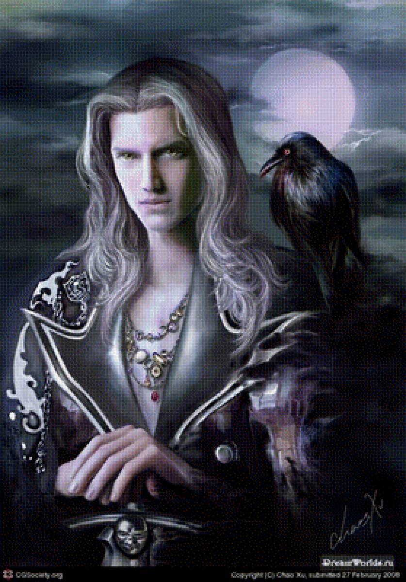 чародей - мужчина, чародей, фентези, ворон - предпросмотр