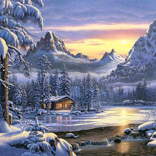 Схема вышивки «Зима в горах»