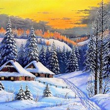 Схема вышивки «зимний пейзаж»