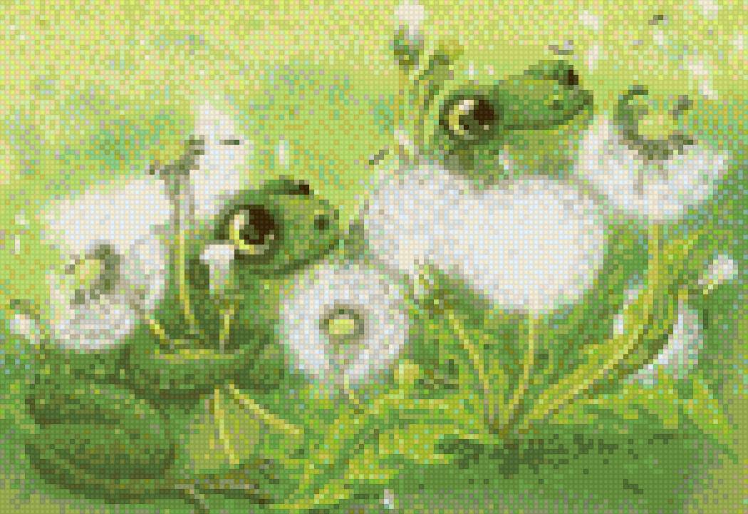 Лягушки в одуванчиках - лягушки - предпросмотр