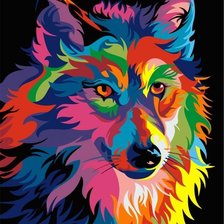 Схема вышивки «tęczowy wilk»