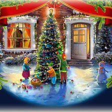 Схема вышивки «Семья на Новый Год»