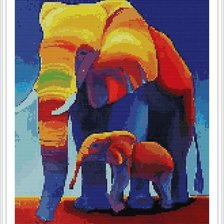 Схема вышивки «tęczowe słonie»