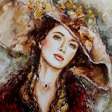 Схема вышивки «Девушка живопись»