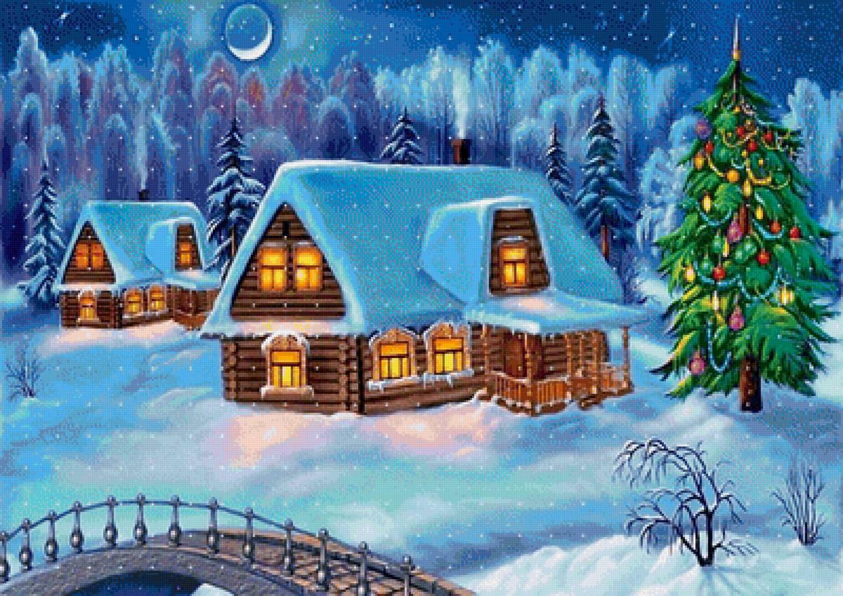 зимняя ночь - зима, природа, пейзаж - предпросмотр