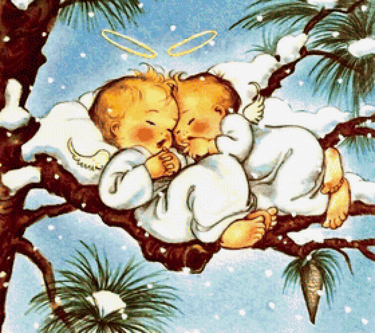 Ангелочки - вышивка крестом - предпросмотр