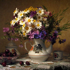 Схема вышивки «натюрморт с ромашками»