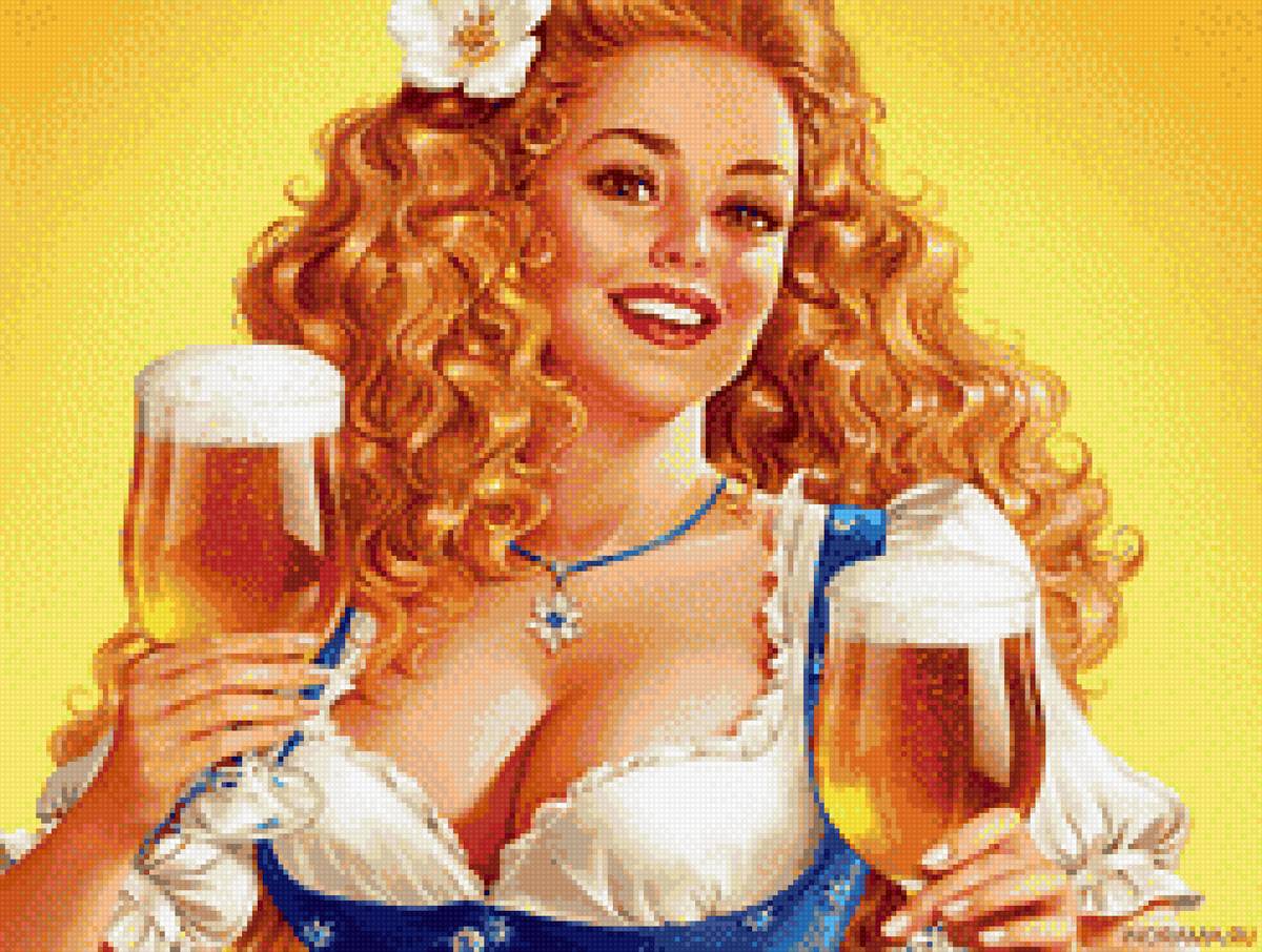 девушка с пивом - предпросмотр