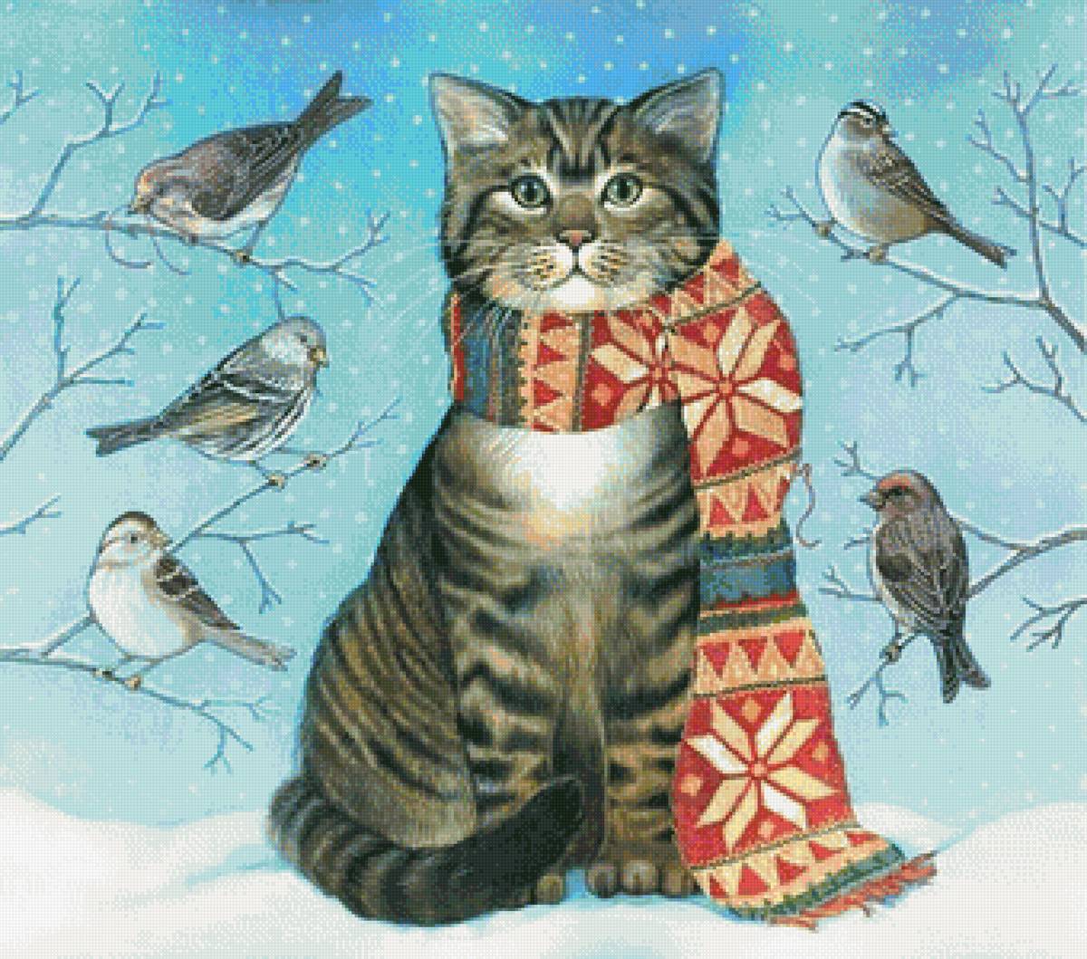 Котик на прогулке - детская тема, фантазии - предпросмотр