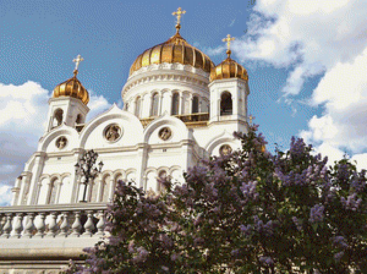 Храм Христа Спасителя - христа спасителя, сирень, храм - предпросмотр