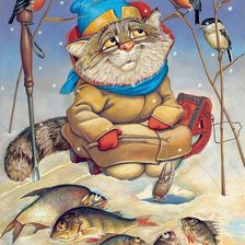 Схема вышивки «зимняя рыбалка»