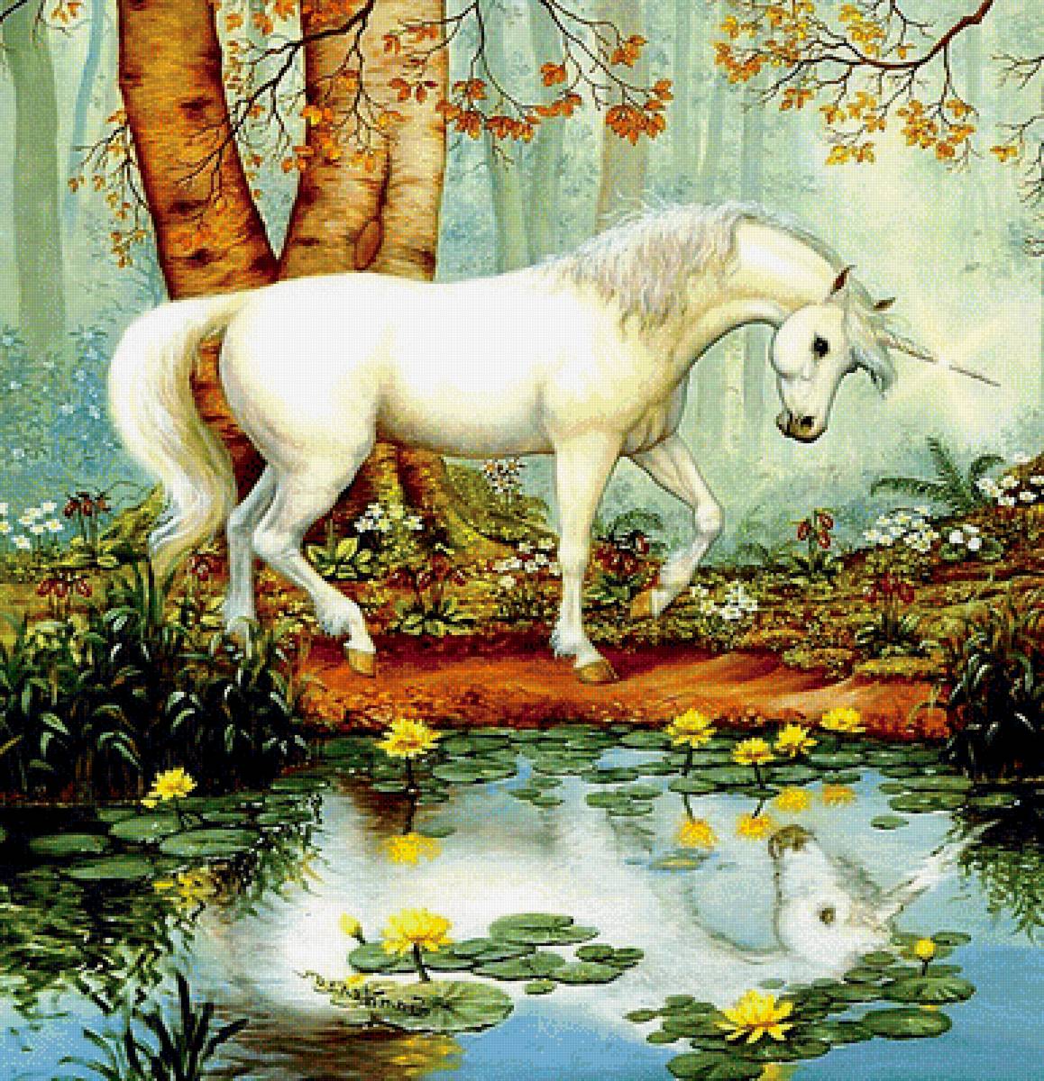 единорог - природа, пейзаж, животные - предпросмотр