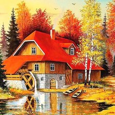 jesień - młyn wodny