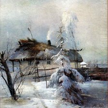 Схема вышивки «zima - dom pod strzechą»