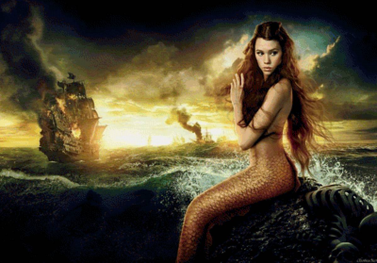 Русалка - волны, пираты, девушка, море, русалка, люди - предпросмотр