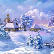 Схема вышивки «зимний пейзаж»