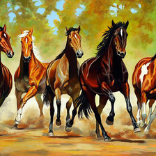 Схема вышивки «Бегущие лошади»