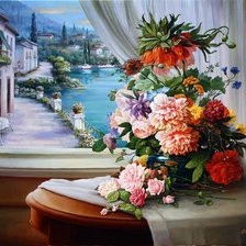 Схема вышивки «zátišie,okno»