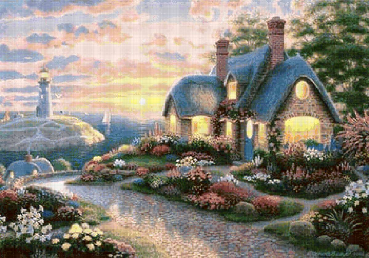 Домик - пейзаж, маяк, море, дом, природа - предпросмотр