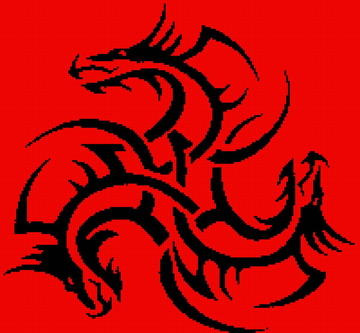 Дракон - монохром, дракон - предпросмотр