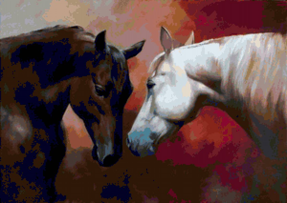 Лошади - лошади, пара лошадей, кони, пара животных. пара - предпросмотр