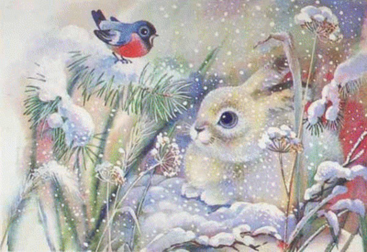 Рисованные зайчики - предпросмотр