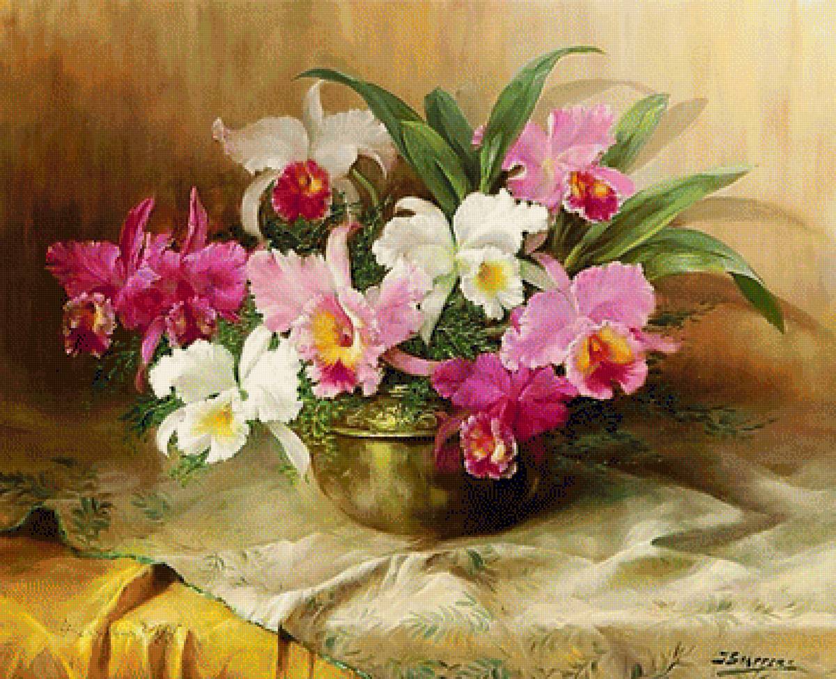 По картине худ. Julien Steppens. Натюрморт. - натюрморт, цветы, живопись., букет - предпросмотр