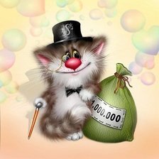 Схема вышивки «богатый котик»