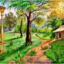 Схема вышивки «ИЗБУШКА В ЛЕСУ»