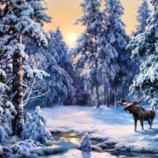 Схема вышивки «Прогулка лося»