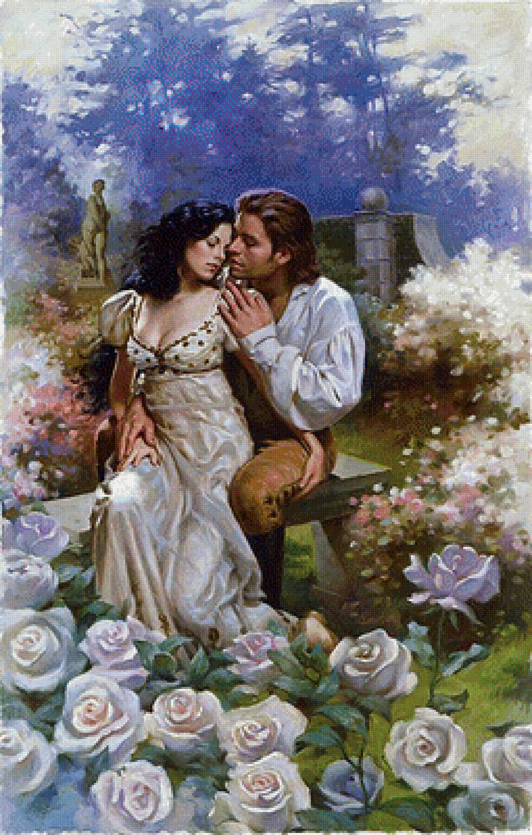 любовь в саду - вечер, любовь, мужчина, нежность, женщина - предпросмотр